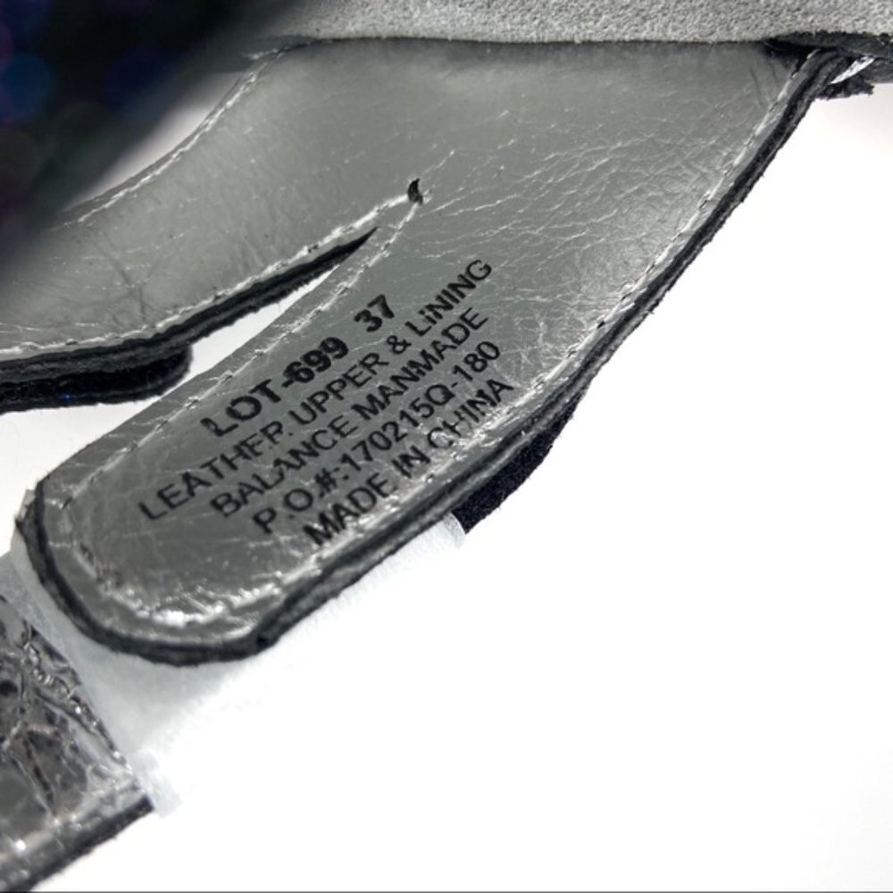 ALEGRIA Glitteroti Nlack / Silver Leather Wedge Sandals 37 — SUPER COMFY!!! - Picture 7 of 10